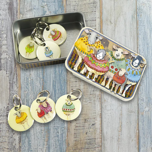 Ring Stitch Markers (set of 6) in Pocket Tin by Emma Ball