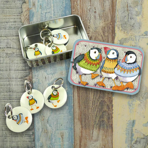 Ring Stitch Markers (set of 6) in Pocket Tin by Emma Ball