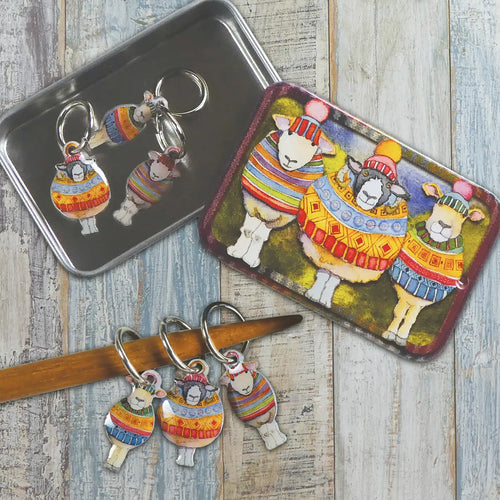 Ring Stitch Markers (set of 6) in Pocket Tin by Emma Ball