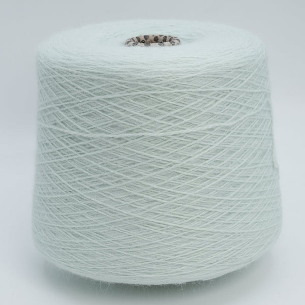 Cone of Angora 7000 extra fluffy angora and polyamide blend yarn in Snow Mint.
