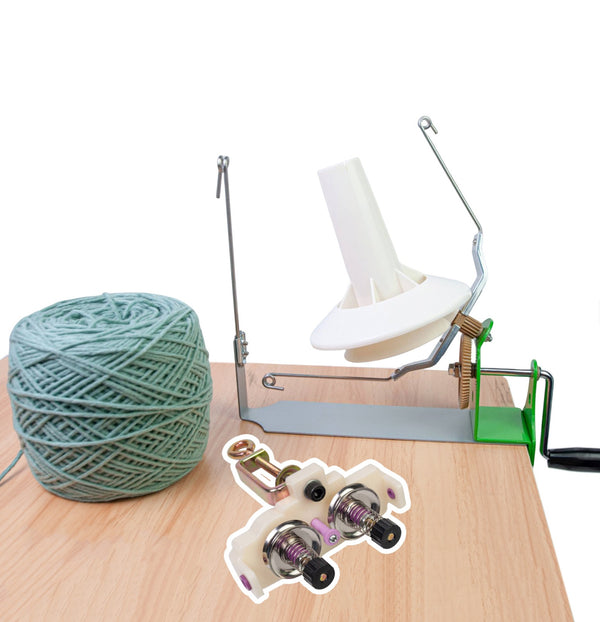 Green Metal Hand-Crank Yarn Winder