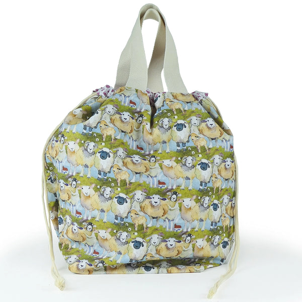 Felted Sheep, Repeating Design Large Bucket Bag