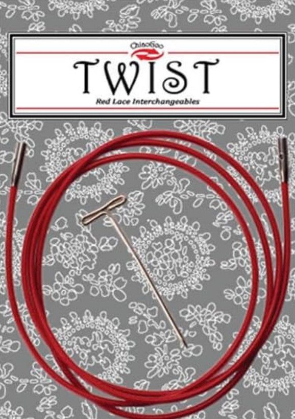 ChiaoGoo TWIST Red Lace red interchangeable circular knitting needle cable in retail package