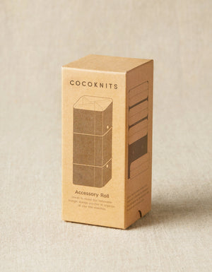 Cocoknits Accessory Roll in Gray shown in its original kraft paper retail packaging