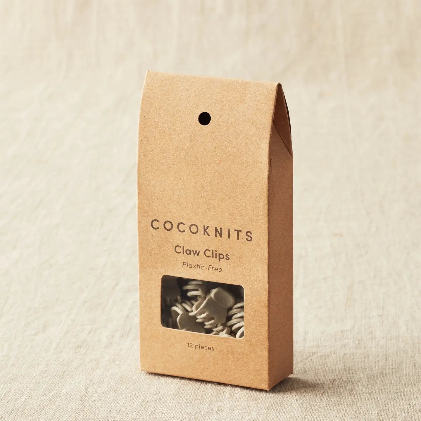Cocoknits Claw Clips set of 12 in kraft packaging for knitting, seaming, and sweater assembly