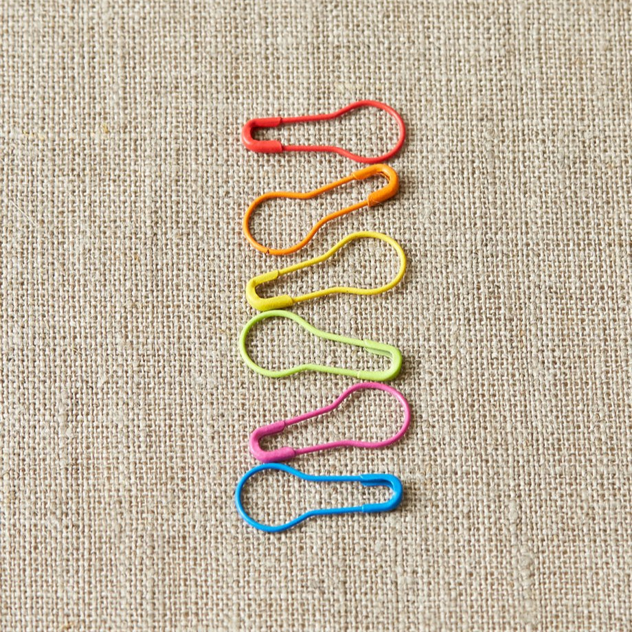Cocoknits Colorful Opening Stitch Markers in six bright colors for marking rows, increases, decreases, and stitches