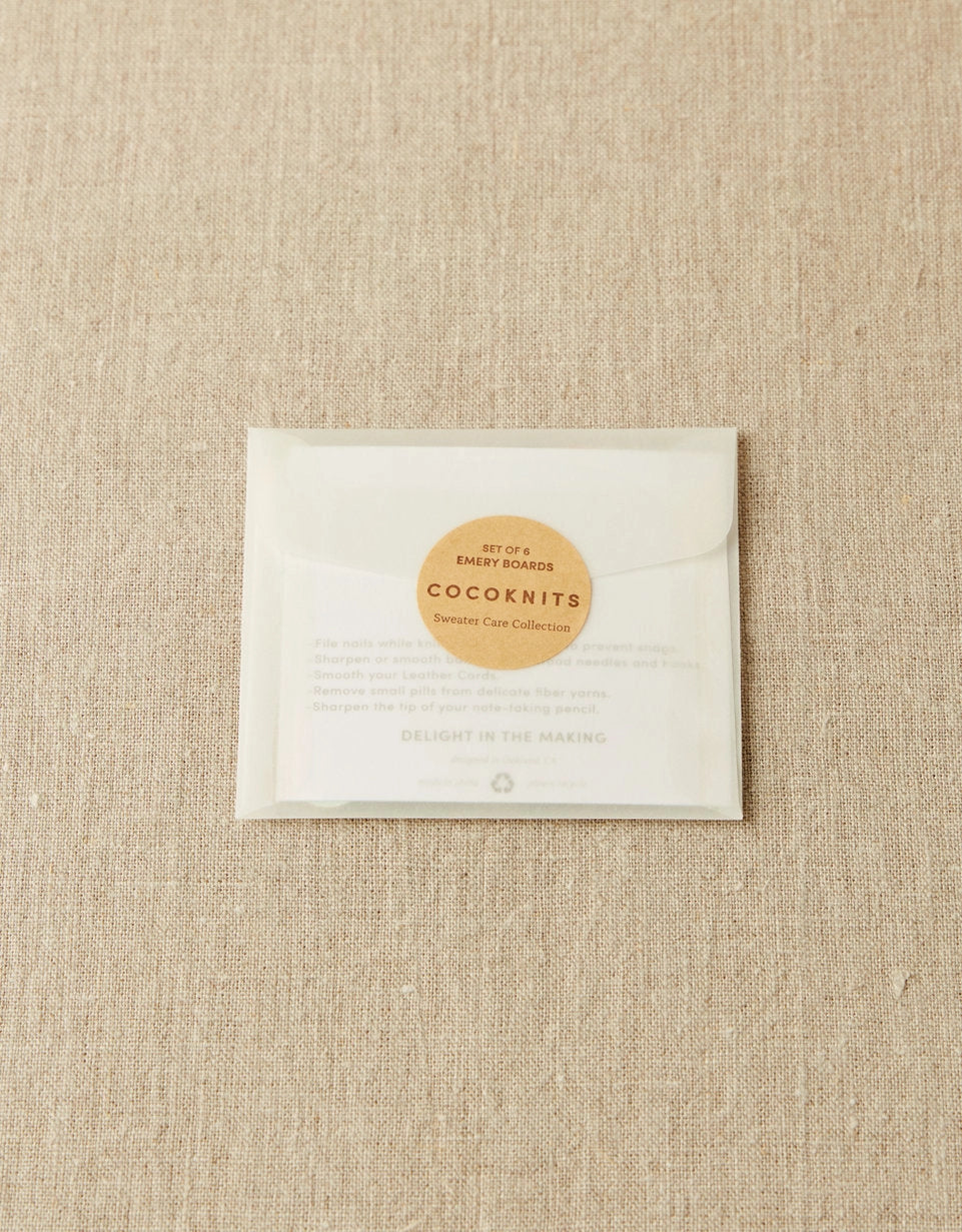 Cocoknits Emery Boards set in compact kraft paper storage envelope