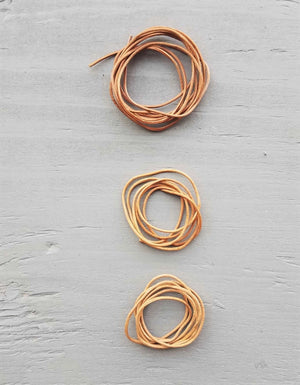 Cocoknits Extra Leather Cords showing one long cord and two shorter cords for holding live stitches