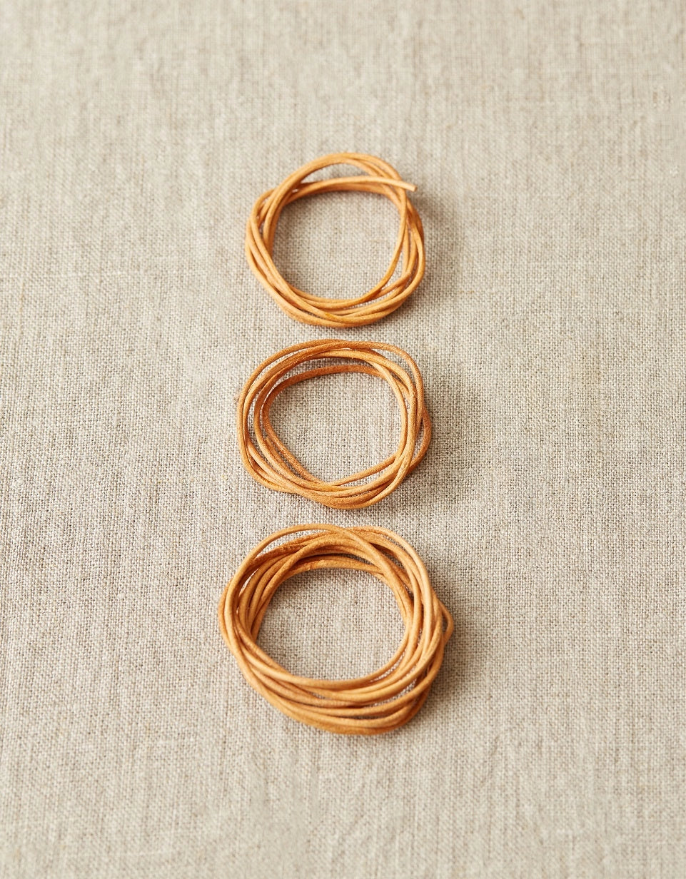 Cocoknits Extra Leather Cords set with one long and two short vegetable-tanned leather cords