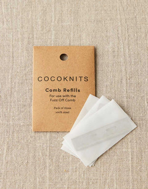 Cocoknits Fuzz Off Comb Refills with kraft packaging and replacement blades