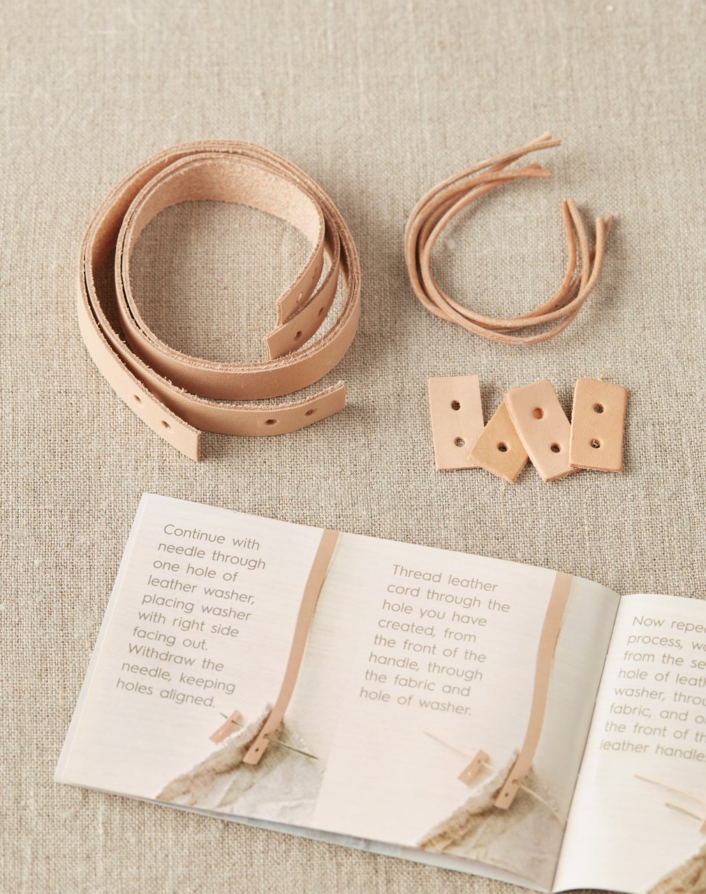 Cocoknits Leather Handle Kit Original with leather components and assembly instructions