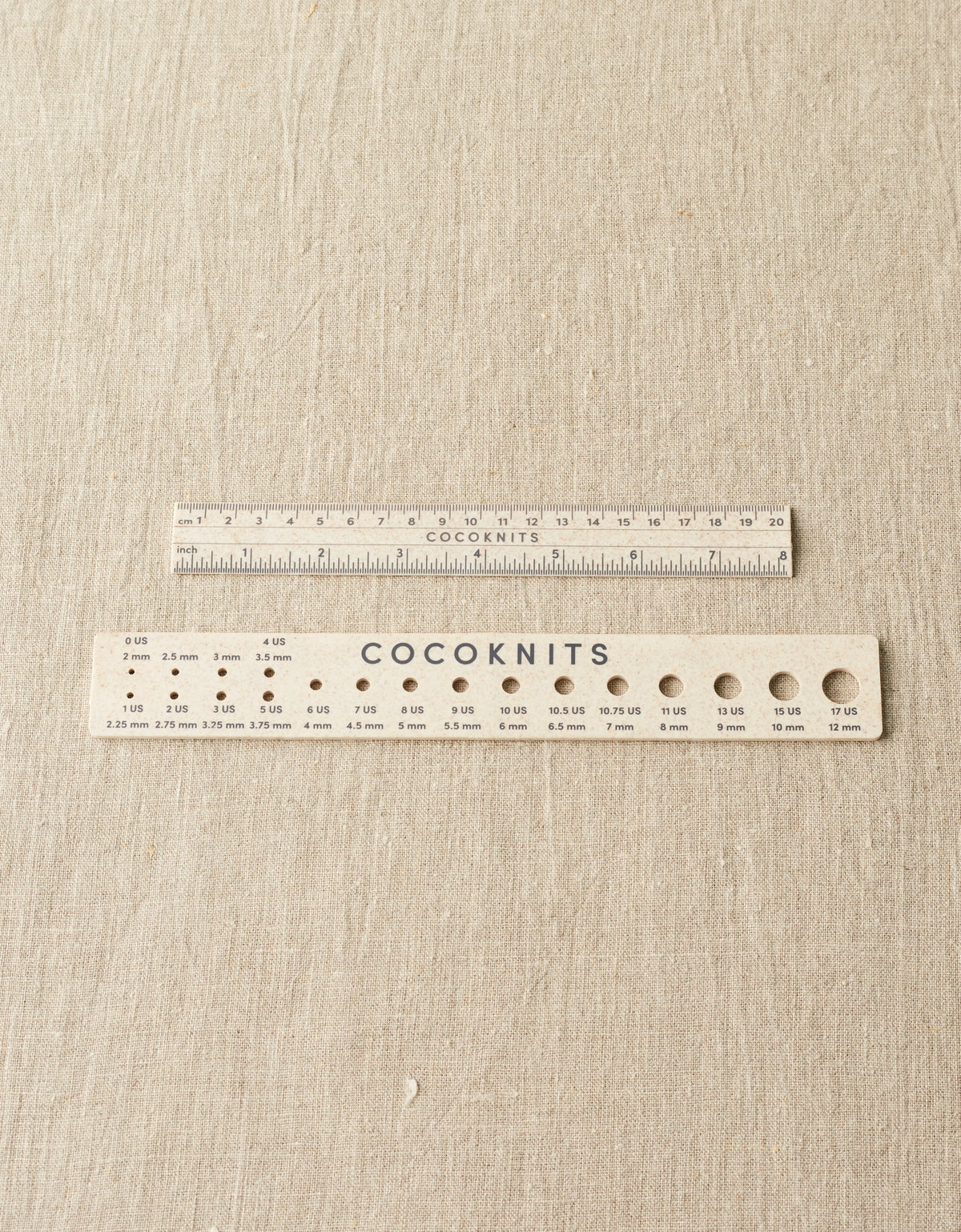 Cocoknits Magnetic Ruler and Needle Gauge Set for measuring knitting patterns and needle sizes