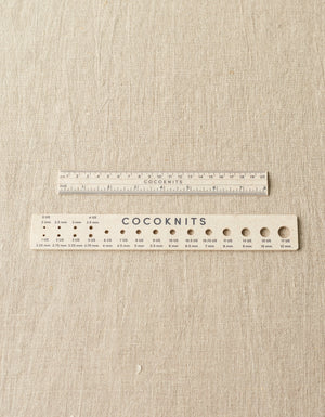 Cocoknits Magnetic Ruler and Needle Gauge Set for measuring knitting patterns and needle sizes