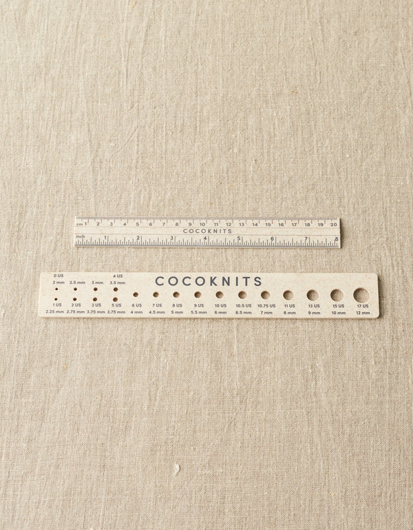Cocoknits Magnetic Ruler and Needle Gauge Set for measuring knitting patterns and needle sizes