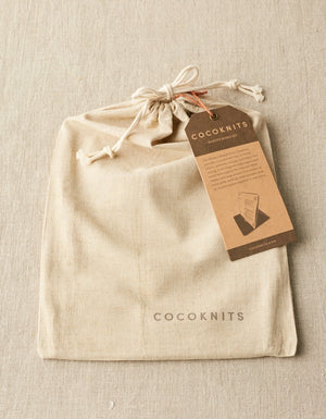 Cocoknits Maker's Board in Gray with its linen drawstring storage bag