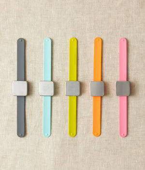 Cocoknits Maker's Keep magnetic wristbands in Gray, Blue, Green, Orange, and Pink