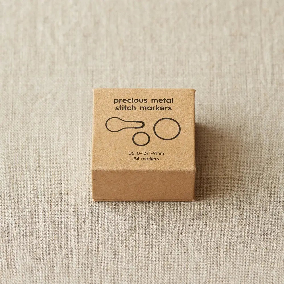 Cocoknits Precious Metal Stitch Markers in kraft retail packaging