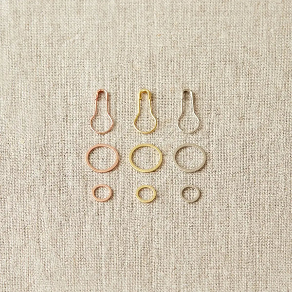 Cocoknits Precious Metal Stitch Markers in gold, silver, and copper finishes