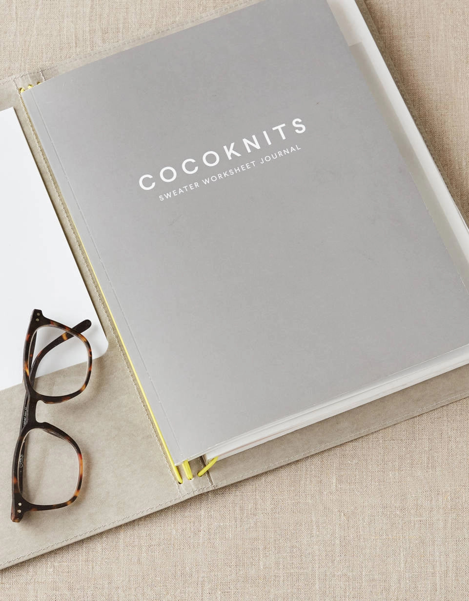 Cocoknits Project Portfolio with notebook and glasses