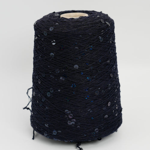 Cone of Cosmo two-size paillette 100% merino yarn in Blackout.