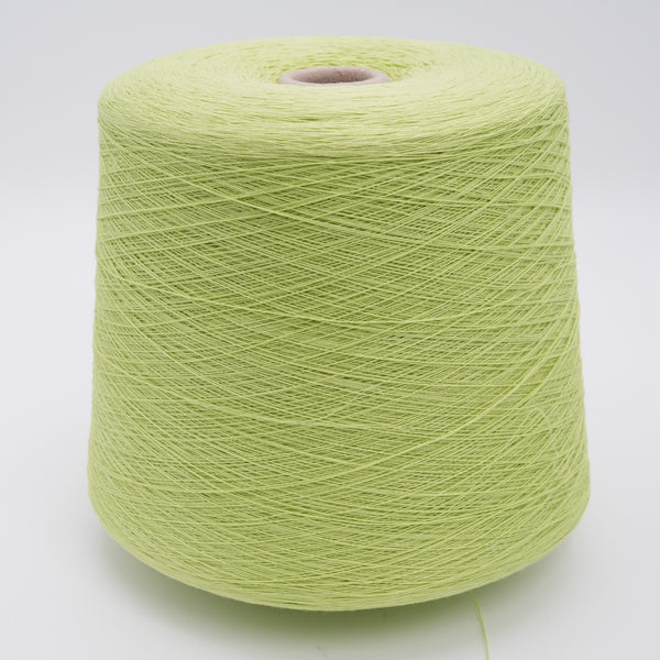 Cone of Cottone 100% cotton yarn in lime green.