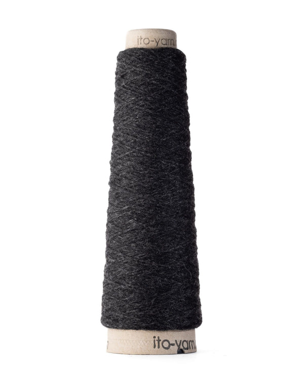 Cone of ITO Kuroten Charcoal 25g 100m yarn.