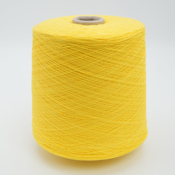 Cone of Lemon Light 100% cotton yarn.