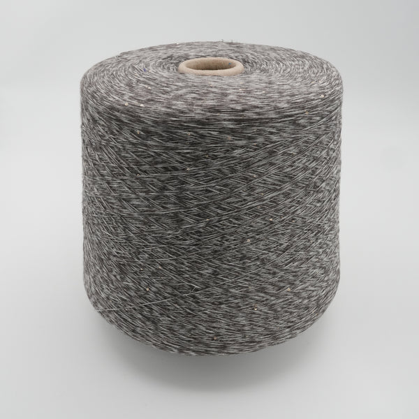 Cone of Linette cotton and linen blend yarn in Hematite Melange.