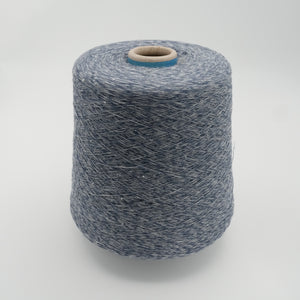 Cone of Linette cotton and linen blend yarn in Sapphire Melange.