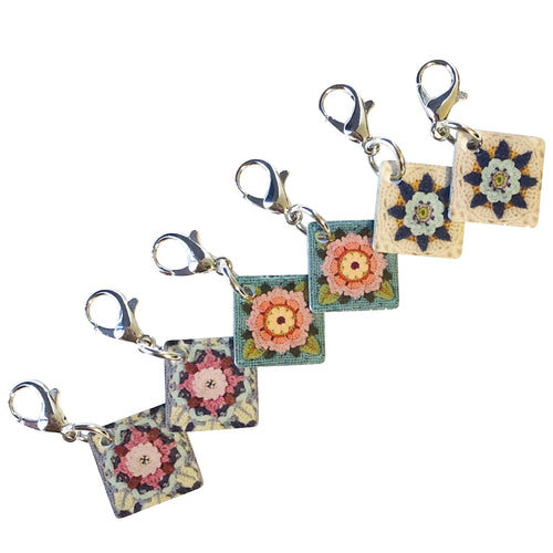 Locking Stitch Markers (Set of 6) in Pocket Tin by Emma Ball in Fruit Garden.