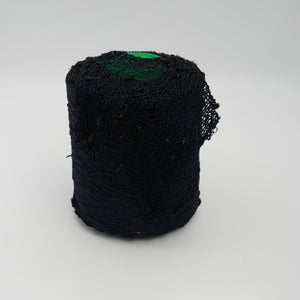 Cone of Luckystar 6000 viscose and slubbed lurex blend yarn in black.