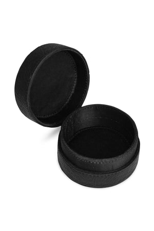 Muud Emeli Magnetic Leather Box | Whisky in Black. Open leather box showing its interior.