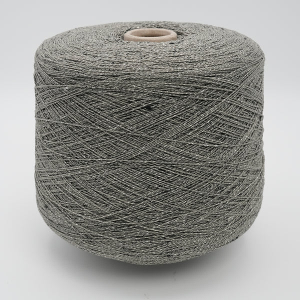 Cone of Neppyness cotton and polyamide blend yarn in Graphite Mélange.
