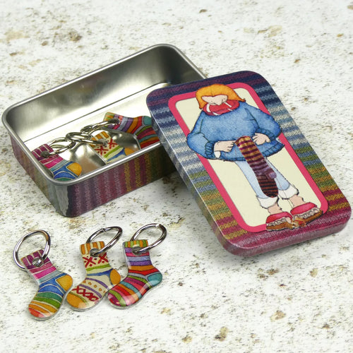 Ring Stitch Markers (set of 6) in Pocket Tin by Emma Ball in Socks Stitch Markers.