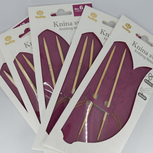 Tulip Knina Swivel Circular Knitting Needles – 80cm (32″). Assorted swivel circular needles in retail packages.